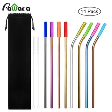 8 шт. многоразовая Нержавеющая сталь Соломинки набор с силиконовыми наконечниками кисточки Сумка Замена металлические соломинки для дома вечерние барные изделия