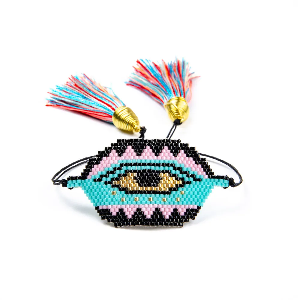 Для женщин MIYUKI сглаза браслеты красочные Delica семян бусины Jewelry Pulsera кисточкой браслет в стиле бохо для обувь девочек Подарки