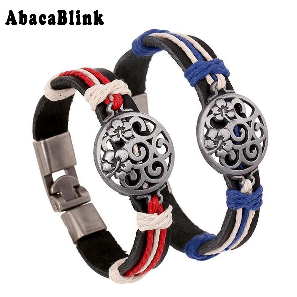 Punk Jewelry Leather Bracelets For Women Men Ethnic Style Hollow