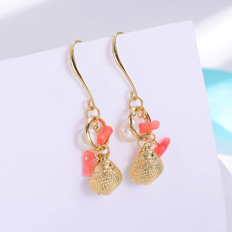 Hongye New Design Drop Earrings for Women Gold Color Chic Conch Ear Hook Girls Brinco Big Long Dangler Wholesale | Украшения и