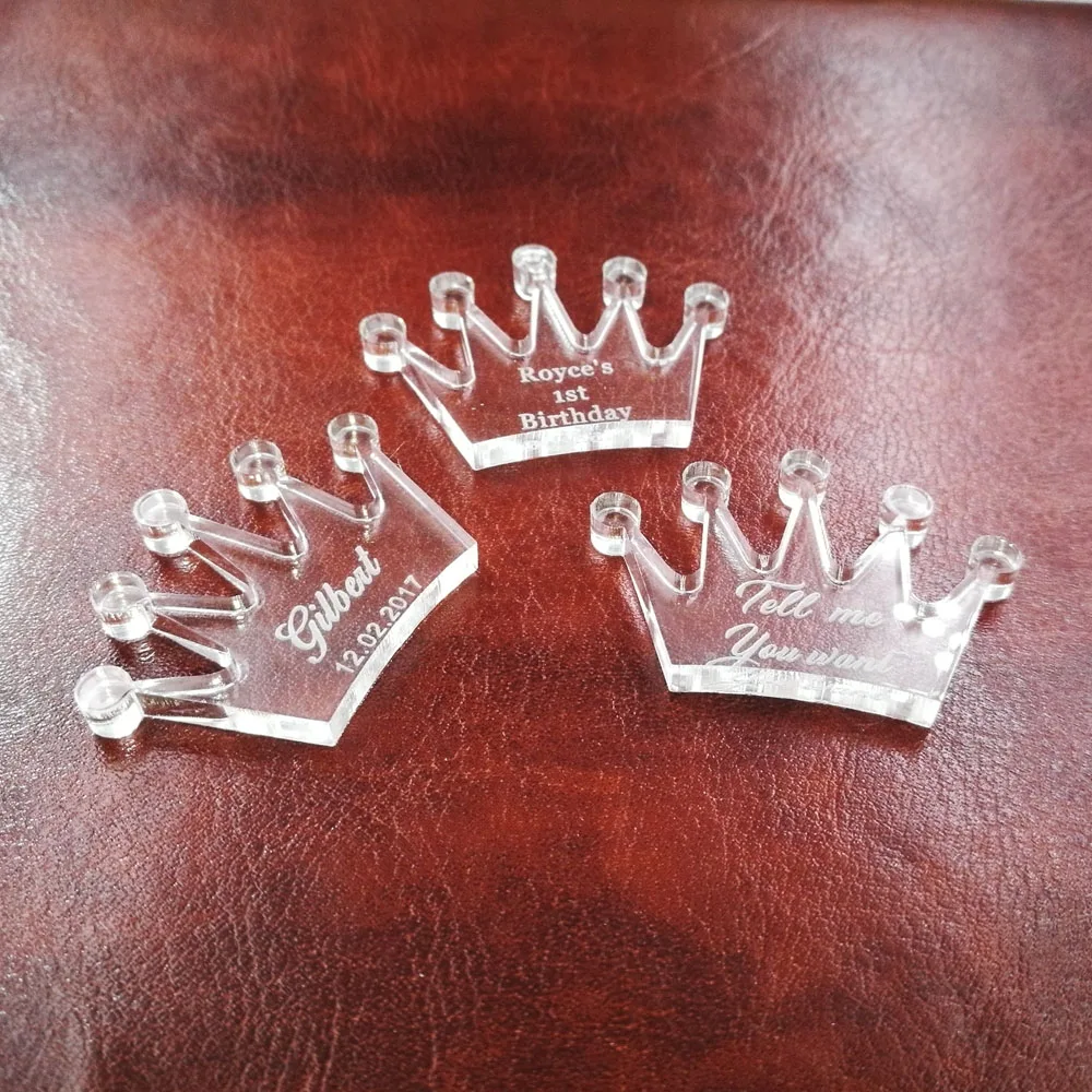 50PCS Personalized Clear Crown Custom Acrylic Table Centerpieces Decor Baby Shower Birthday Party Favors Presents Gifts Favors1