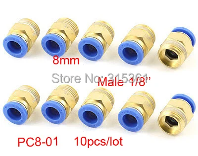 

Free Shipping 10PCS 8mm Push in Pneumatic Valve Straight Style Connectors Quick Fittings 1/8'' PC8-01