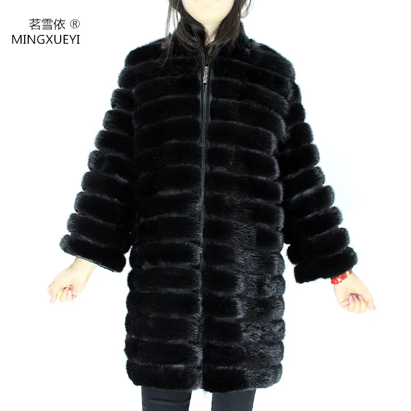 

Mink coat striped coat fashion ladies winter thick mink fur clothing