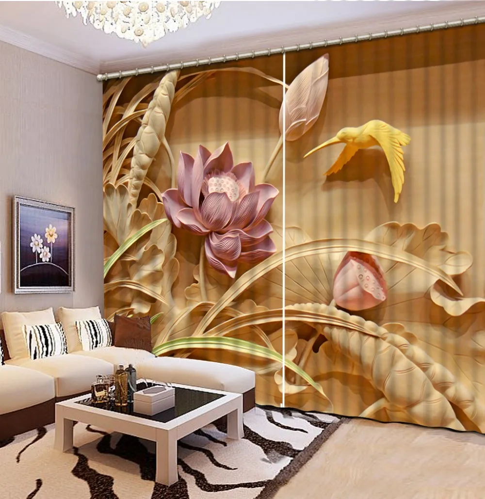 

Louts flowr relief 3D Window Curtains For Bedding room Factory direct sale Home Decoration