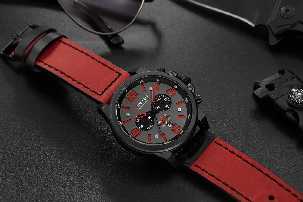 Reloj Hombre Casual Quartz Watches For Men CURREN Fashion Leather Sports Men Wristwatch Chronograph Male Watch Drop shipping