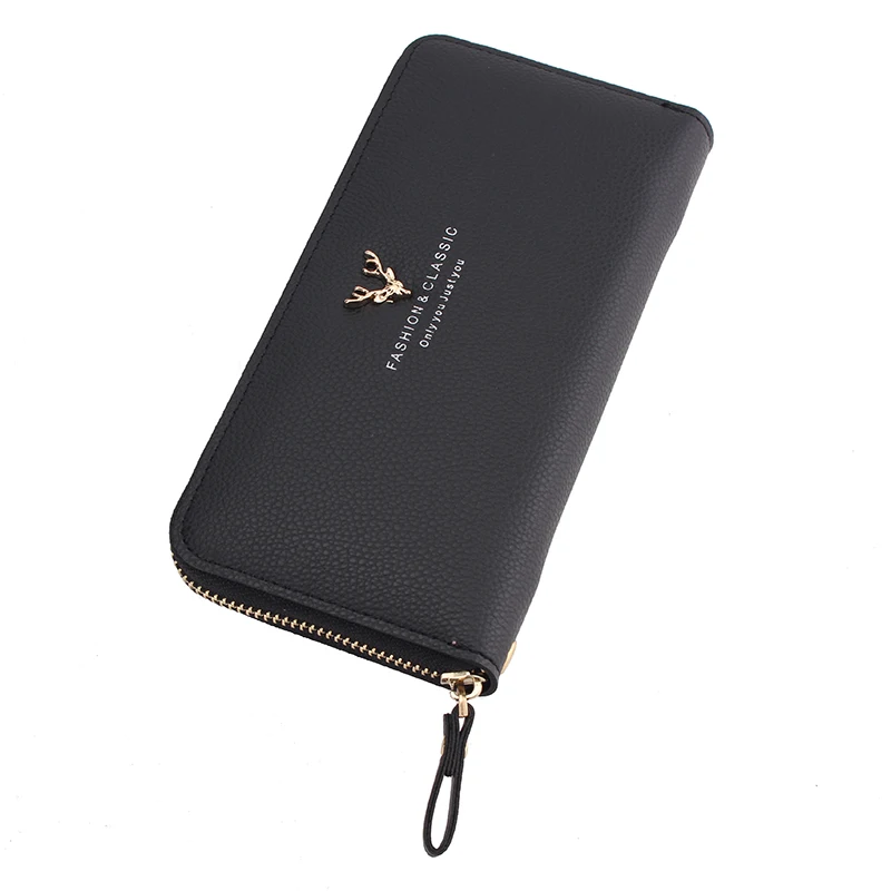 FGJLLOGJGSO кожаный женский кошелек с длинной молнией многофункциональный кошелек для карт Женский монетница - Цвет: black