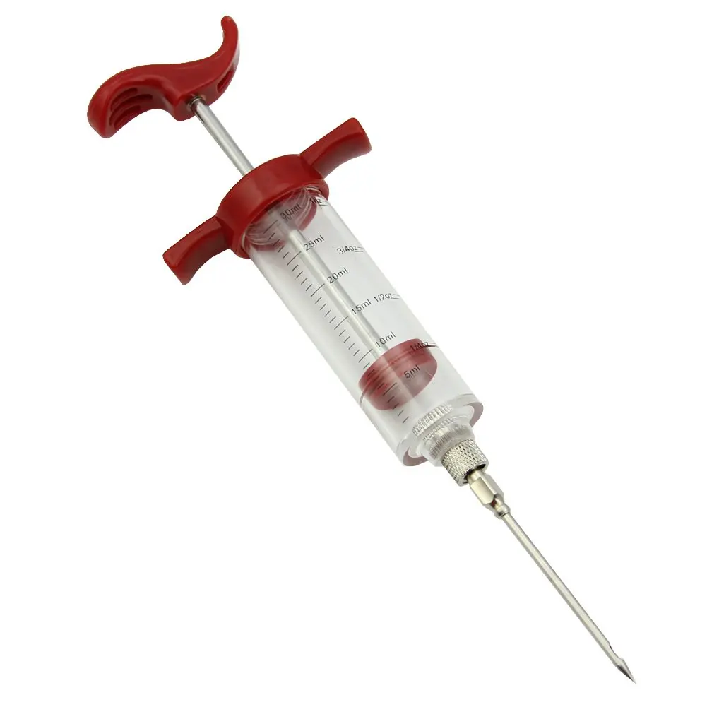 cheap Marinade Red Injector Flavor Syringe Cooking Meat Poultry Turkey Chicken BBQ Tool 22*7CM