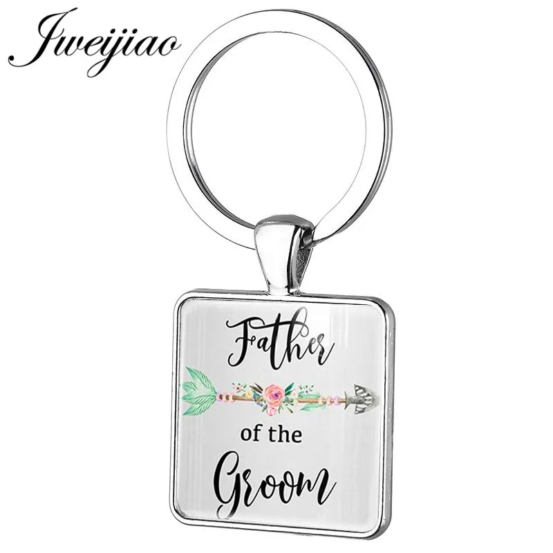 JWEIJIAO для мамы/папы/сестры невесты, квадратный брелок для ключей, кольцо, держатель для невесты, свадебное украшение, подарок на заказ, BW20 - Цвет: BW08