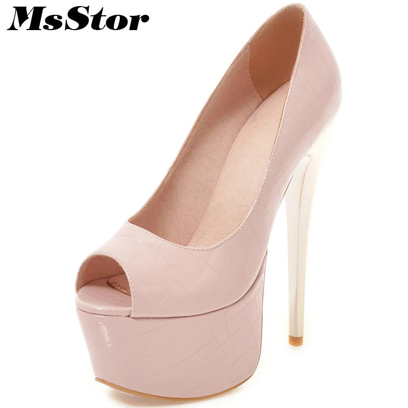 

MsStor Peep Toe Stiletto heel Women Pumps Shallow Sexy Extreme High Heels Thin Heels Pumps Zapatos Mujer Women High Heel Shoes