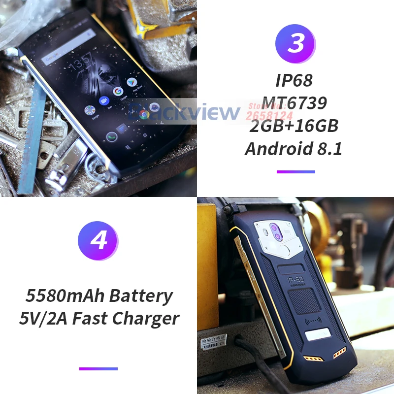 Blackview Bv5800 IP68 водонепроницаемый аккумулятор 5580 мАч с большой батареей 4G 18:9