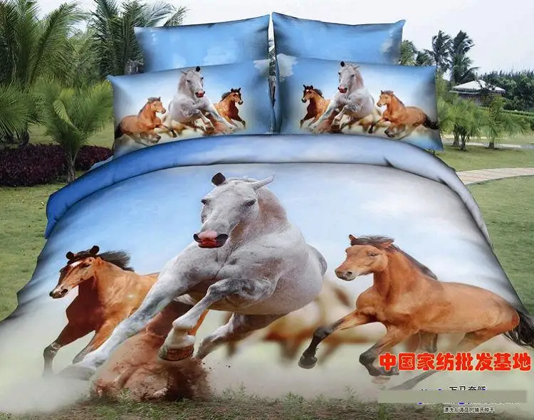 Us 149 0 3d Horse Bedding Set Queen Size Quilt Duvet Covers Bed In A Bag Sheet 100 Cotton Sheets Linen Spread Bedspread Bedset 4pcs