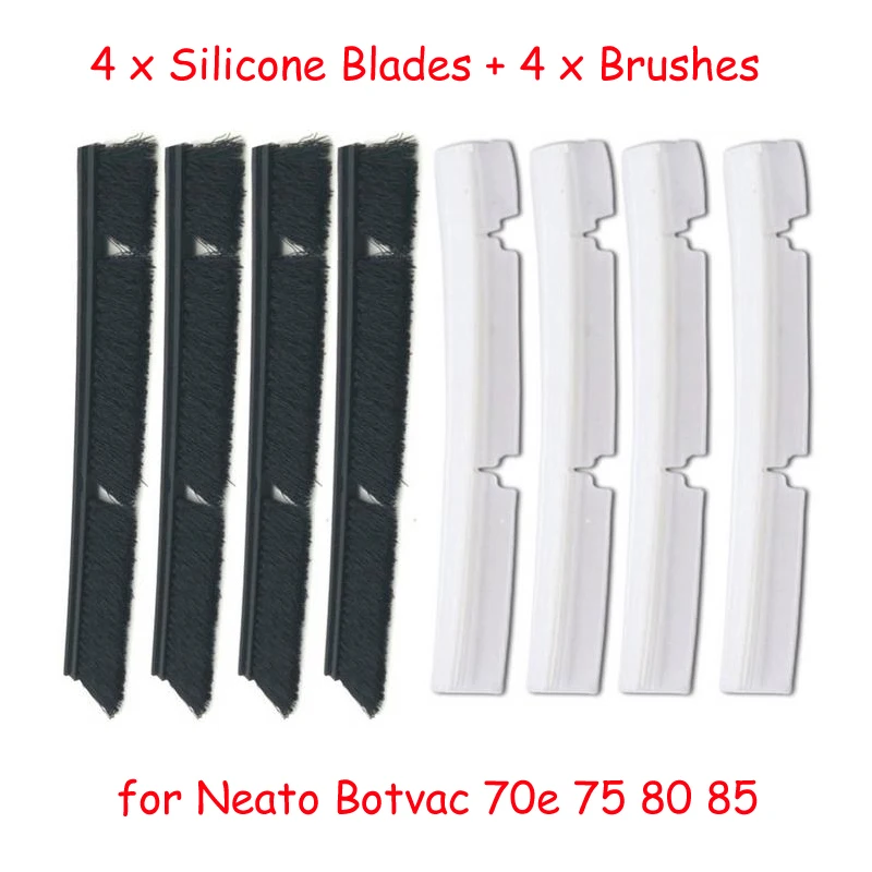 

4xSilicone Blades+4xBrushes Replacement for Neato Botvac 70e 75 80 85 all D-Series Connected Vacuum Cleaner Parts accessories