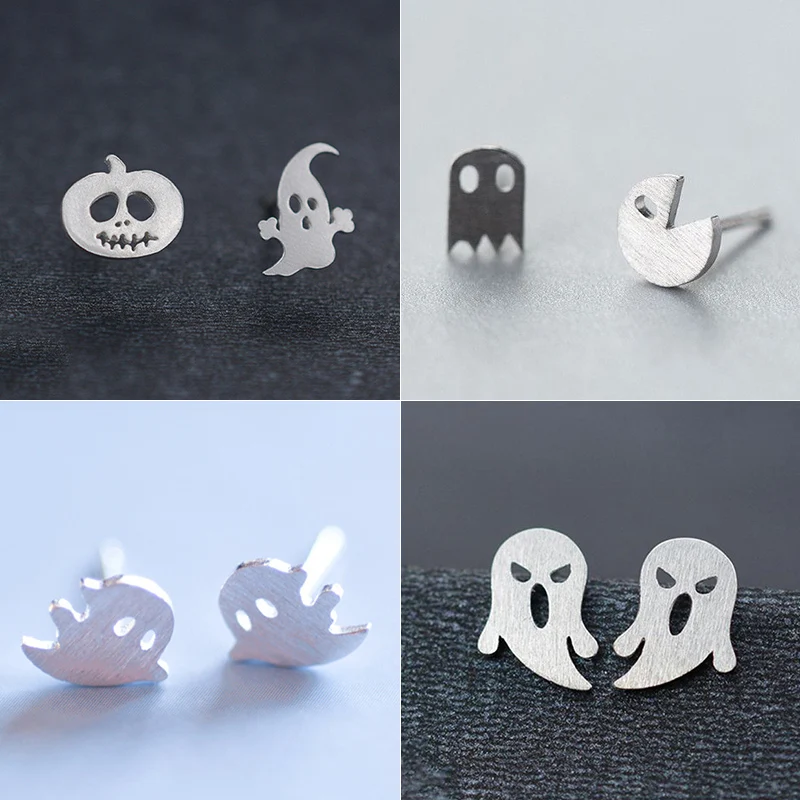 

Newest Halloween Asymmetric Stud Earrings for Women Men Vivid Pumpkin Devil Ghost Shape Stud Earrings Wild Jewelry Nina Brincos