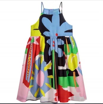

2019 new High quality Summer Floral Print Girls Dress Sleeveless Kids Baby Girl Tulle Party Princess Dress Birthday Kids Dress