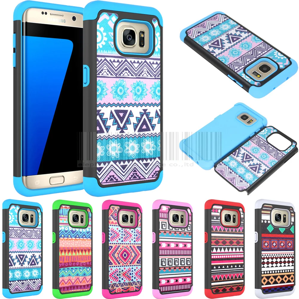 Phone Case For Samsung Galaxy S7 Edge Dual Layer Tribal Totem Armor PC+Silicone Shockproof Protective Hard PC Back Cover |