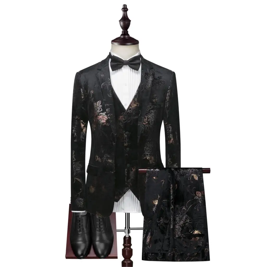 

MarKyi 2019 fashion floral print mens wedding suits designs single button man suit classic mens luxury suits