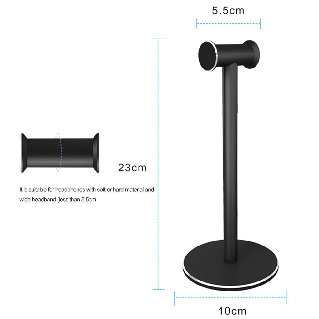 Worallymy Headphone Stand Earphones Detachable Aluminum Alloy Holder Stand Home Office Stable Desktop Headset Bracket