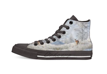 

Glen Shiel Misty Winter Deer Design breathable Casual High Top lace-up Canvas shoes sneakers For Drop shipping