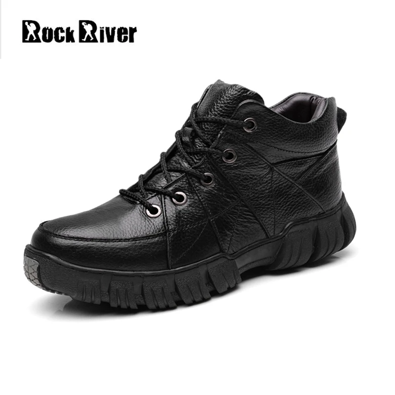 

2019 Men Boots Genuine Leather Warm Plush Winter Boots Men Waterproof Tactical Work Shoes Luxury Brand Winter Shoes Men