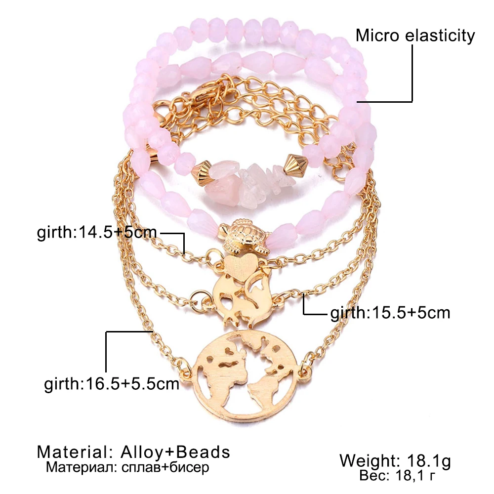 Vienkim винтажный браслет с геометрическим узором в виде черепахи, украшенный бисером, для женщин, богемный розовый браслет в виде лисы