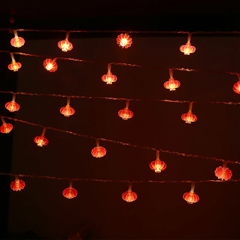 

QYJSD 1M/3M/6M/5M/10M Lantern Chinese Rnot Red LED Lighting Strings Waterproof Outdoor Decoration New Year Fairy Light Chains