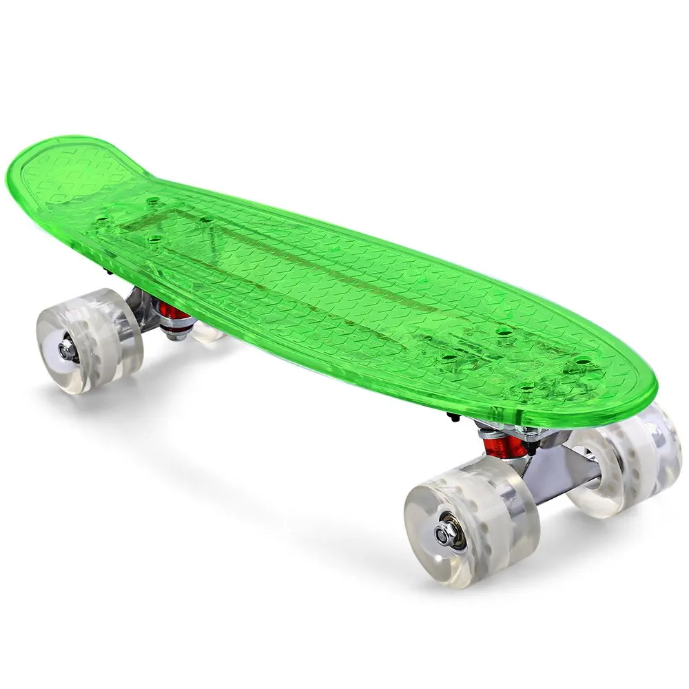 

CL - 403 Transparent PC LED Skate Board Complete 22 inch Retro Cruiser Longboard Green Skateboard With Several Changeable Lights