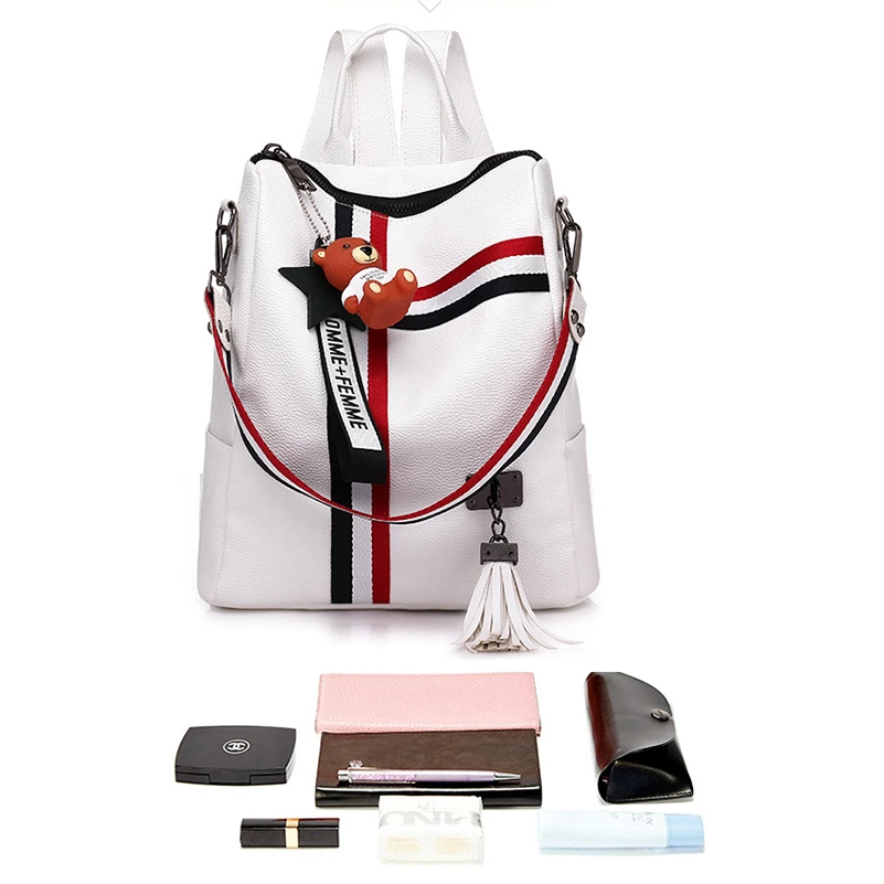 Nevenka Women Leather Backpack Fashion School Bag for Girls Zipper Backpack with Tassel Anti Thief Backpacks Female Travel Bags15