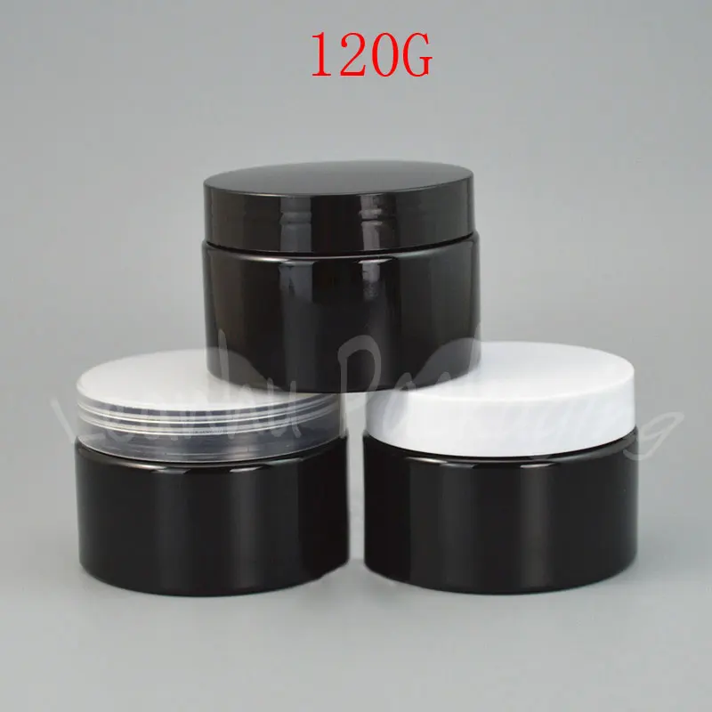 

120G Black Plastic Cream Jar With Screw Cap, 120CC Mask/Eye Cream Sub-bottling, Wide Mouth Bottle, Empty Cosmetic Container