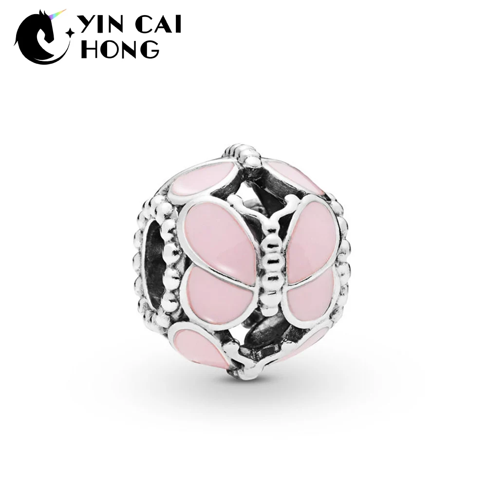 

YCH 100% 925 Sterling Silver New 2019 Spring 797855EN160 Pink DIY Butterflies Charm Bracelet Exquisite Free Shipping