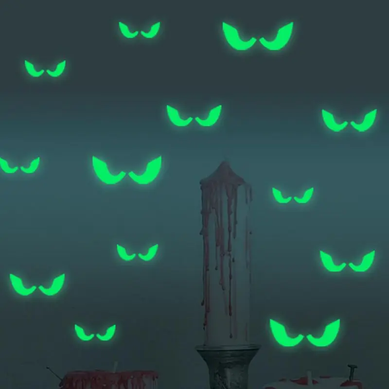 

Hot Sale Halloween Luminous Wall Stickers Halloween Bats Furtive Eyes Home Decor Fluorescent Wallpaper Poster Glow in the Dark
