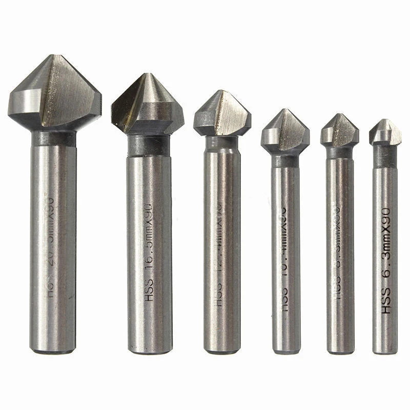 Buy 6pcs Aluminum Countersink Drill Bits HSS 90 Degrees Chamfer Cutter Wood