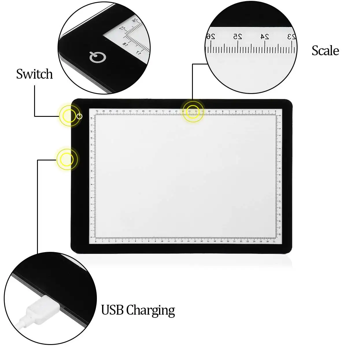 Three-Level Dimming Digital Graphic Tablet A4 LED Drawing Board Light Box Ultra-Thin Pad Writing Tracing Painting Tablet