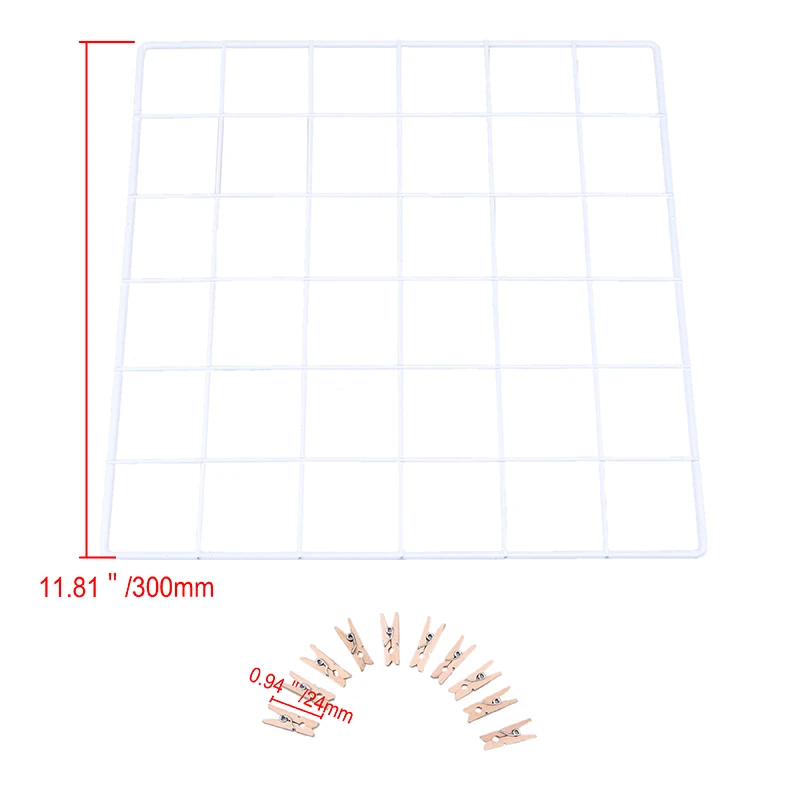 WHISM креативный настенный органайзер DIY фоторамка с 10 шт. деревянными зажимами держатель для хранения висячие выставочные рамки стойка для декора стен - Цвет: White-30x30cm