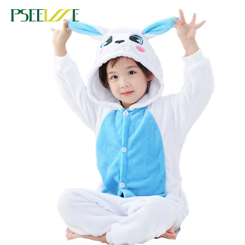 PSEEWE winter Boy Girl rabbit Pajamas pink blue Children christmas
