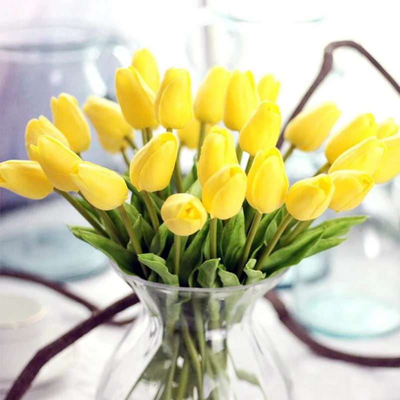 Искусственные ПУ латексные тюльпаны цветы для украшения дома искусственный цветок для свадьбы украшение цветок искусственный Флорес украшение сада - Цвет: B