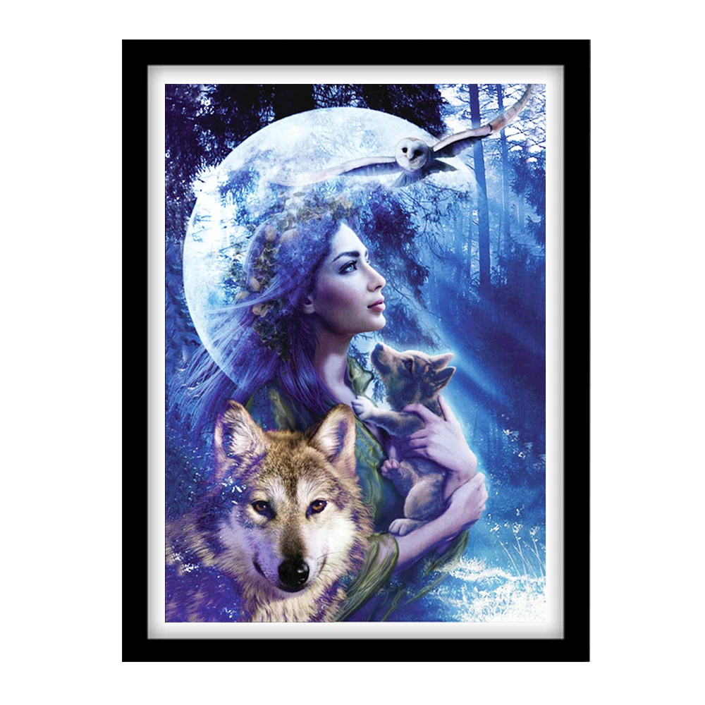 

HILIFE Home Art Diamond Embroidery Kits Beauty And Wolf Diamond Painting Cross Stitch Diamond Mosaic 5D Decoration DIY