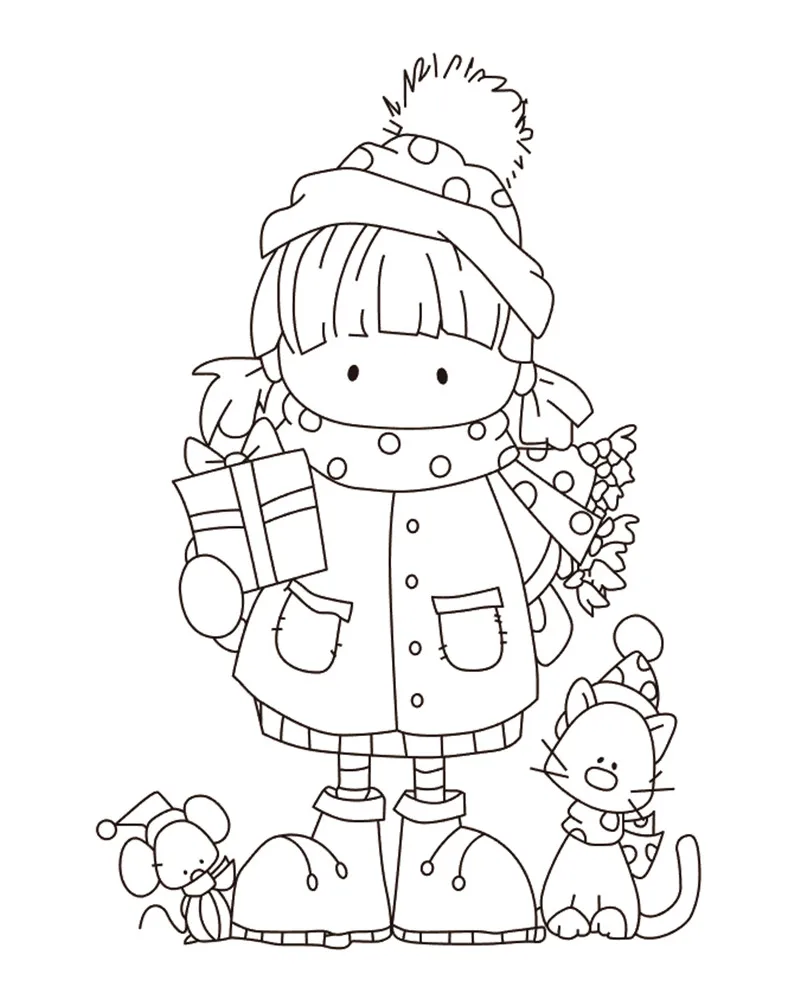 

10x6 Girl holding a gift box TBig ice cream ransparent Clear Stamps Silicone Seals for DIY scrapbooking photo album Card Making