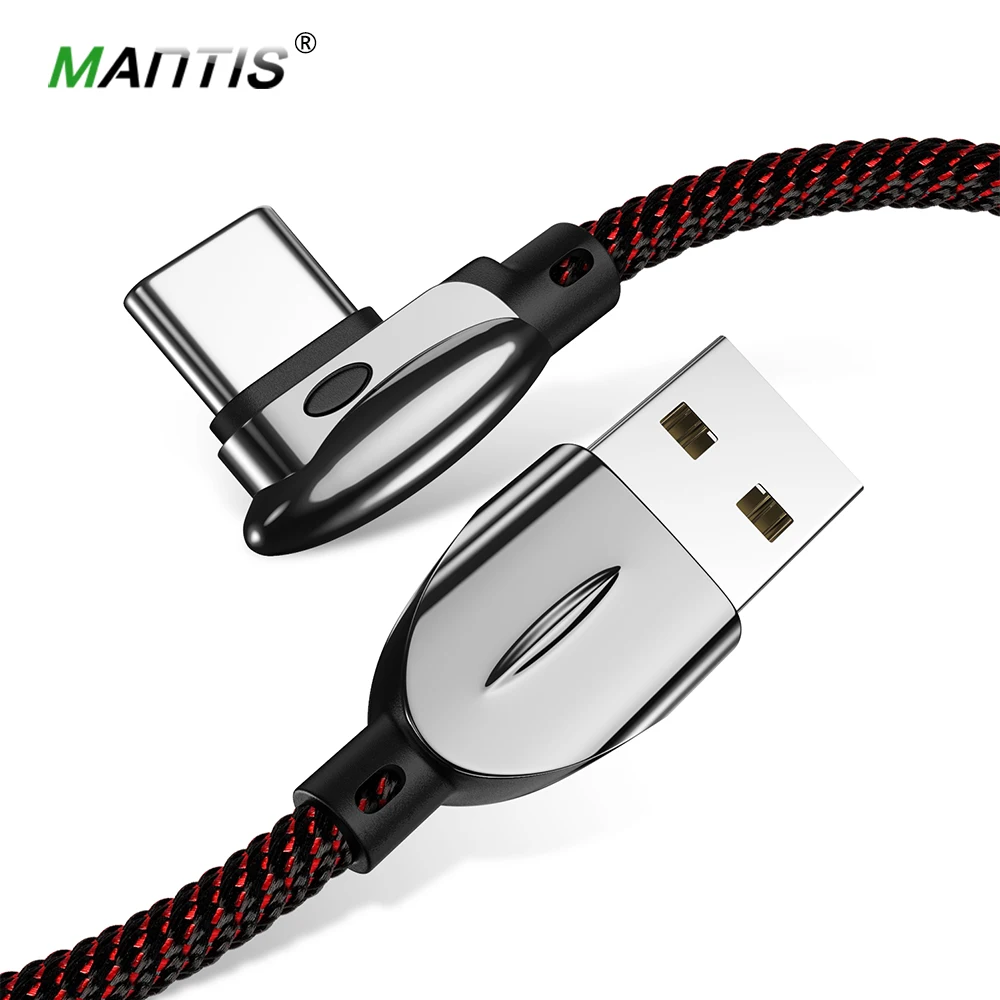 Кабель MANTIS type C, 90 градусов, синхронизация данных, быстрая зарядка, usb-кабель для samsung S10 S9 S8 huawei Xiaomi Mi9 Oneplus Redmi