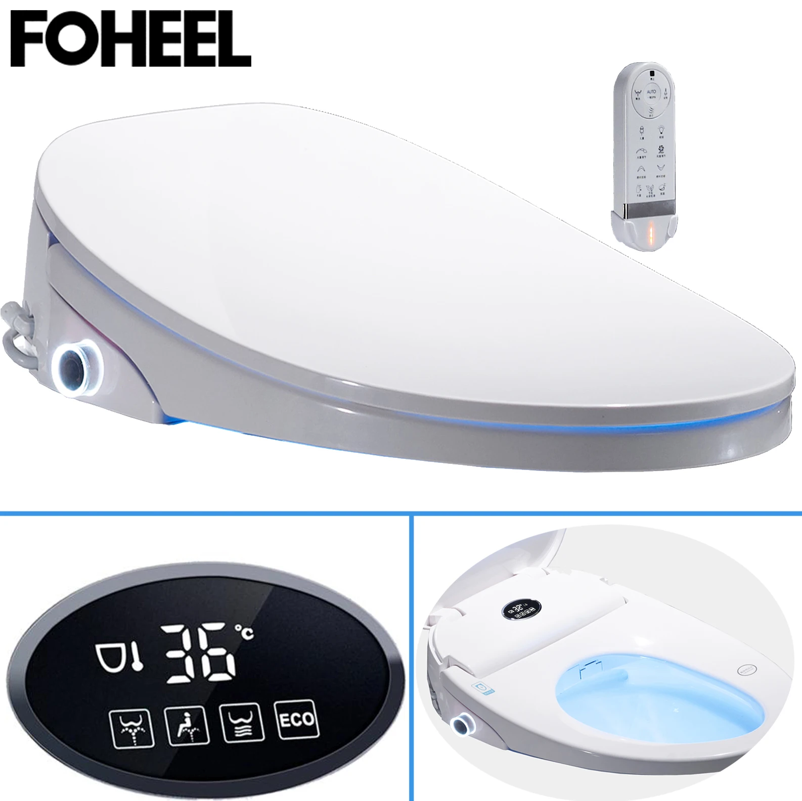 

LCD Temperare display Intelligent Toilet Seat Smart Toilet Cover Automatic Electric Remote Toilet Body Bidet Cleaner