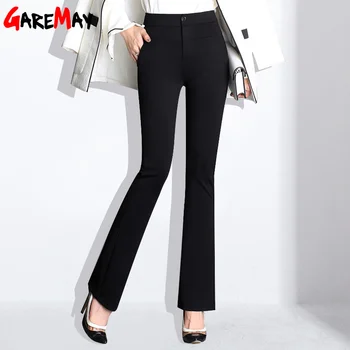 

GAREMAY Black High Waist Office Flare Pants Women Plus Size Ladies Casual Pants For Women Slim Woman Trousers 4XL Pantalon Mujer