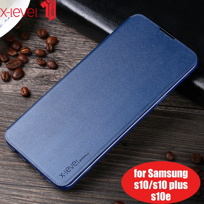 X Level Роскошный чехол из искусственной кожи для Samsung Galaxy S10 Plus E с откидной крышкой +