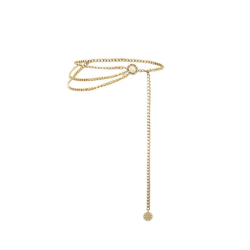 style 1 gold Женский модный пояс, высокая талия, Золотая узкая металлическая цепочка, массивная бахрома - Цвет: style 1 gold