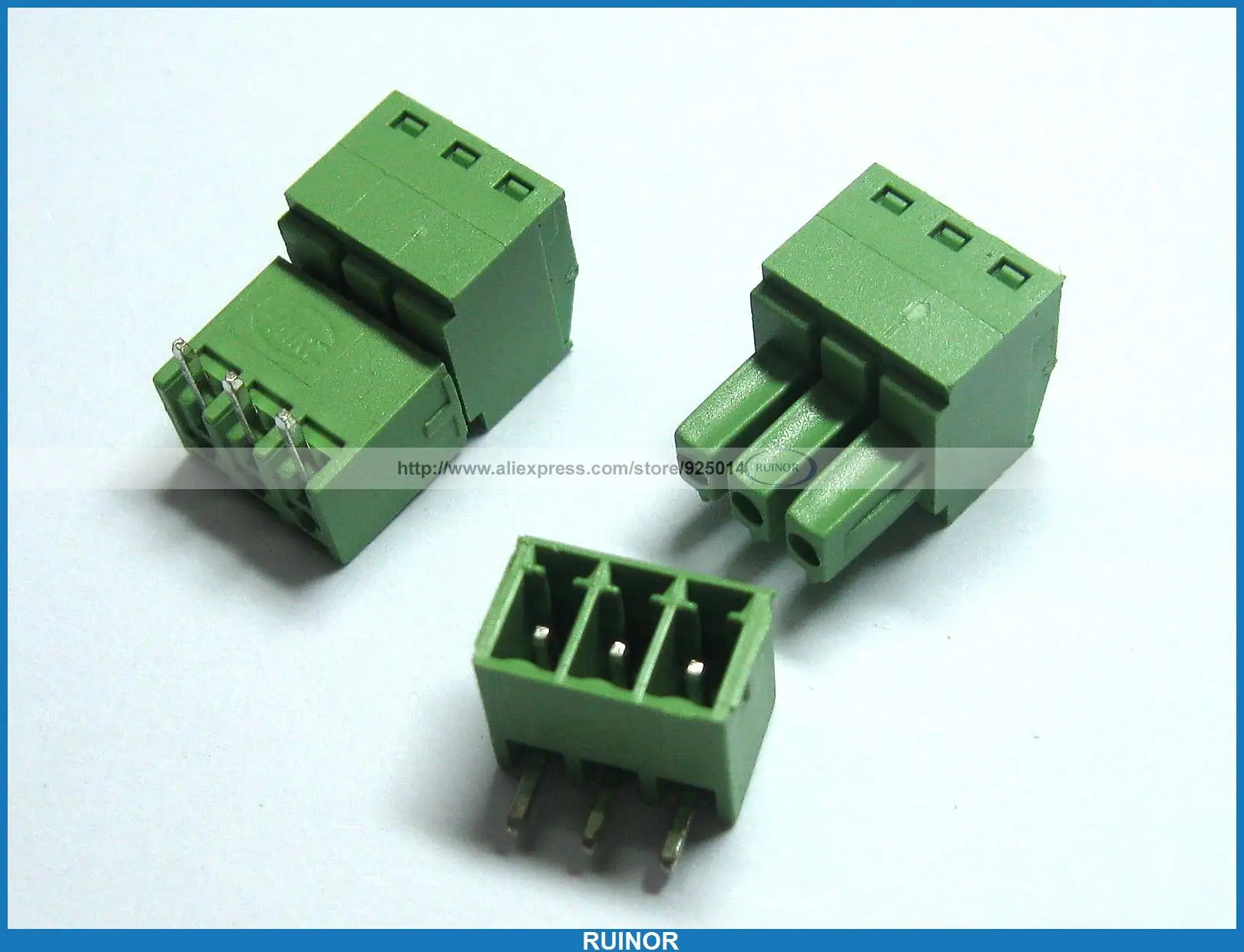 

250 Pcs Screw Terminal Block Connector 3.5mm Angle 3 Pin Green Pluggable Type