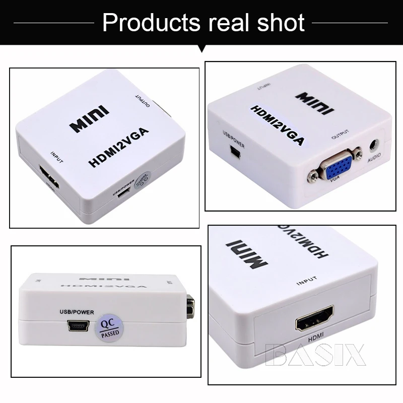Basix 1080P HDMI в VGA конвертер с аудио HDMI2VGA разъем адаптера для ПК ноутбук к HDTV проектор HDMI 2 VGA конвертер