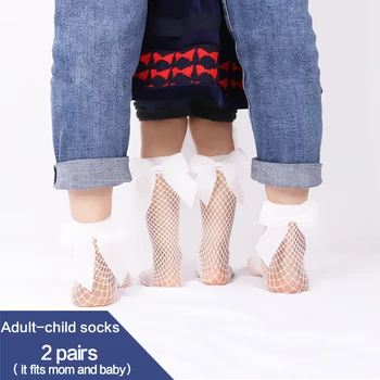

2018 Women Baby Girls Kids Mesh Socks 1Pair Bow Fishnet Ankle High Lace Fish Net Vintage Short Sock Fashion Summer Sale 2pair