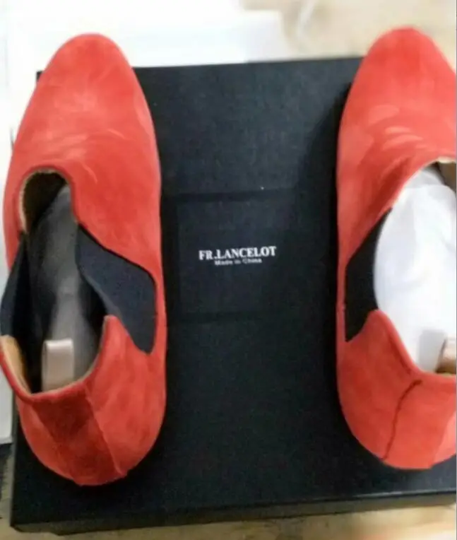 FR.LANCELOT Men Orange Suede Chelsea Boots Ankle Botas Low Top