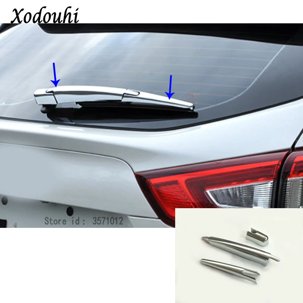 Car body trim ABS chrome car rear glass wiper nozzle cover tail window frame lamp hoods 3pcs For