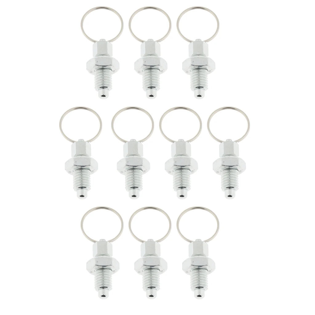 10Pcs Stainless Steel Non Lock-Out Indexing Plunger With Pull Ring M12