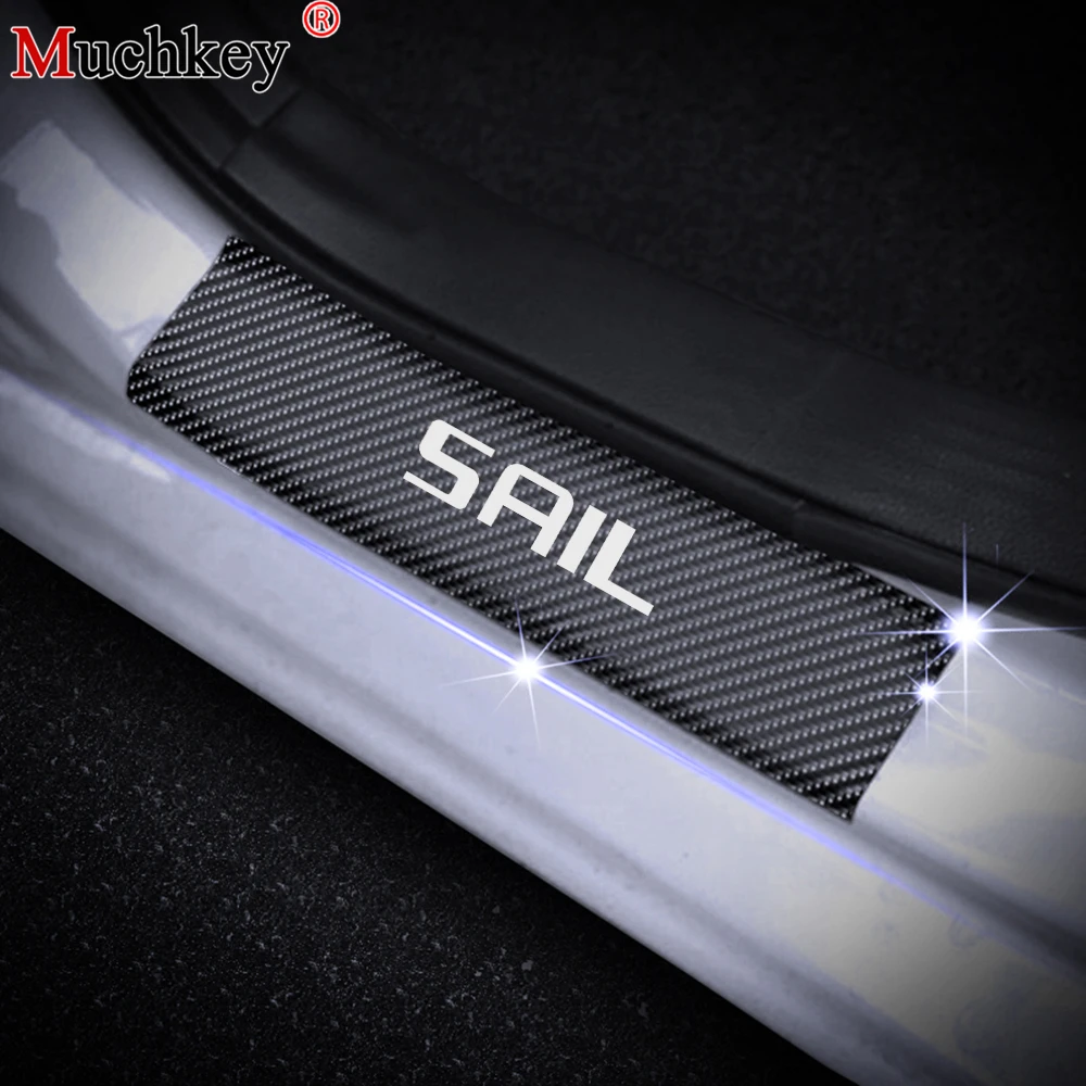 

For Chevrolet SAIL 4D Carbon fiber vinyl sticker Car Door Sill Scuff Plate Door Sills For Cars Auto Parts Car Accessories 4PCS
