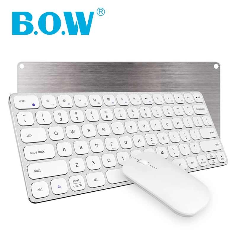 Teclado e Mouse Trabalhando com um Teclado sem Fio de Alumínio Receptor de 2.4 B.o.w Ultra Fino Combo Design Recarregável Ghz pc